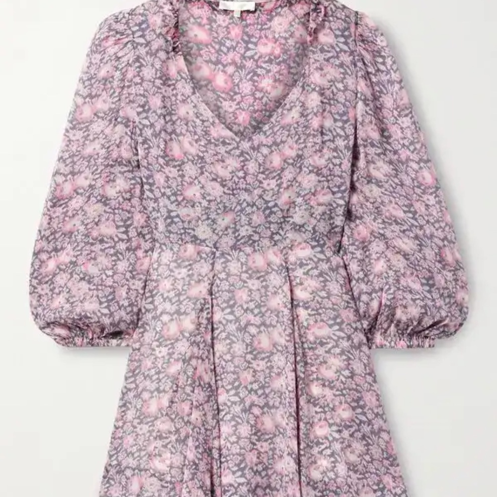 Loveshackfancy Cassidy Floral-Print Georgette Mini Dress - size 8 - Picture 5 of 9